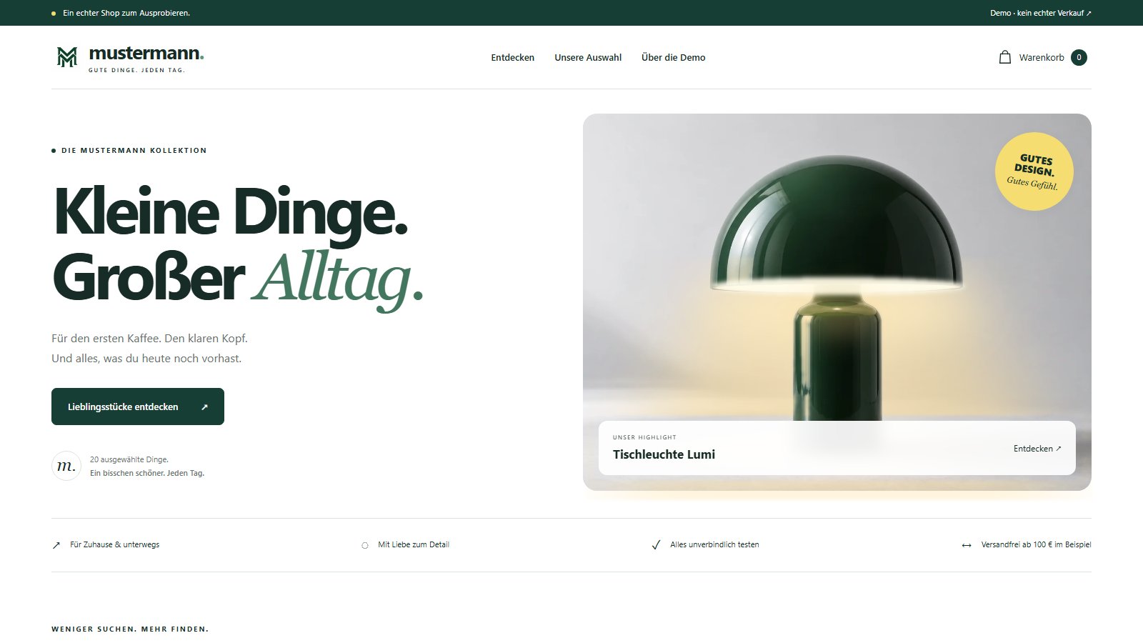 Demoshop: so kann Ihr eigener Online-Shop aussehen