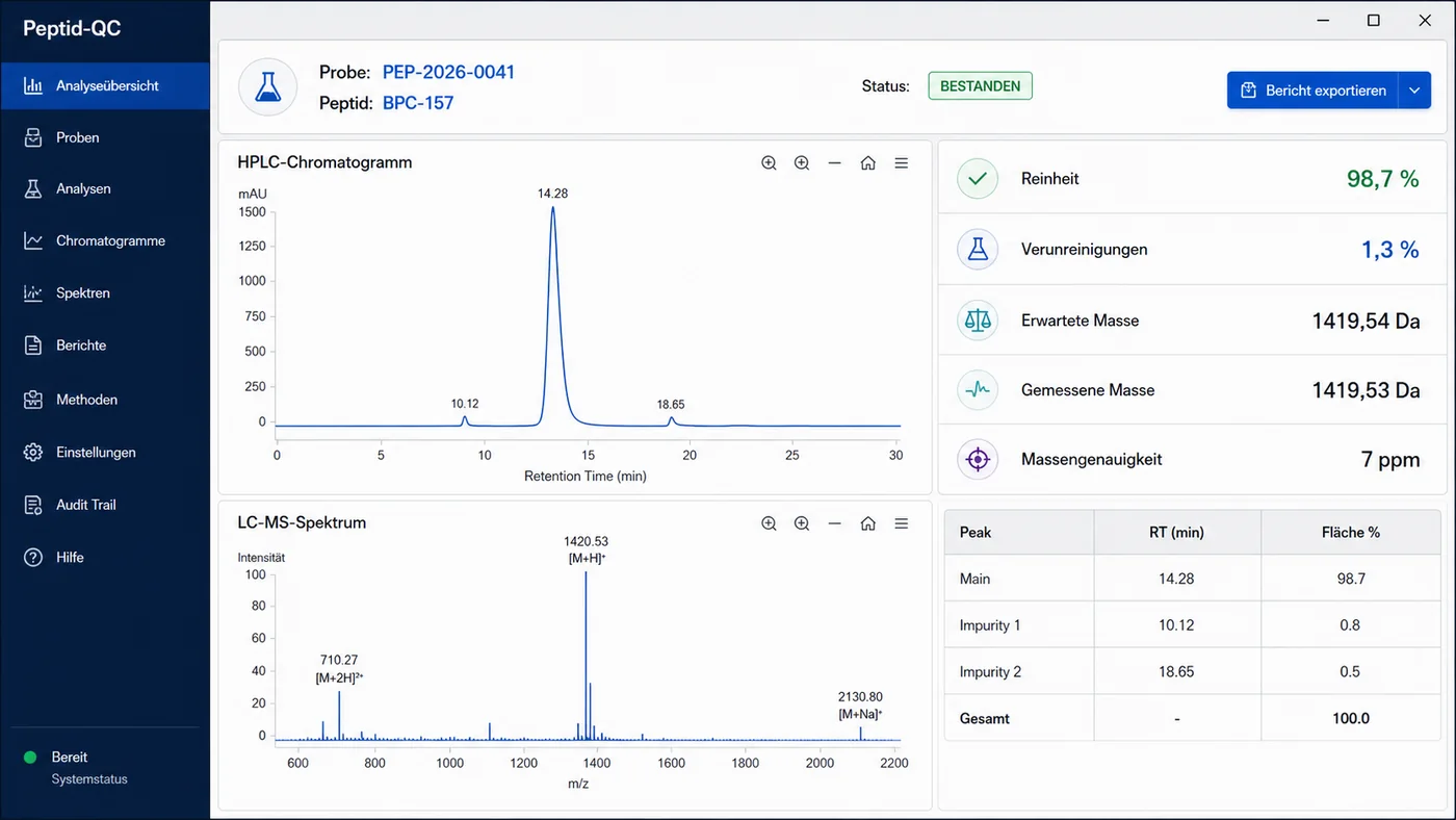 Peptid-QC Analyse- und Prüfsoftware